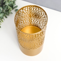 Подсвечник металл на 1 свечу "Цветок-паутина" золото 26х13х13 см