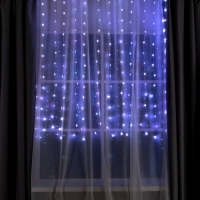 Умная гирлянда &laquo;Занавес&raquo; 2 &times; 1.5 м роса, IP20, серебристая нить, 300 LED, пульт ДУ, приложение, свечение RGB, USB