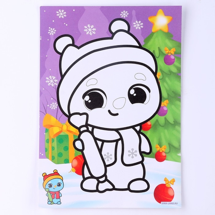 Сияющая фреска на новый год &laquo;Веселый снеговик&raquo;&lrm;, 21 х 29,7 см, новогодний набор для творчества