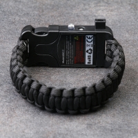 Браслет для выживания 5в1 (паракорд - 3 м, компас,свисток,огниво, фонарь), черный