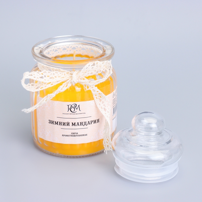 Свеча в банке ароматизированная Свеча в банке ароматизированная "Зимний мандарин" 180гр, время горения 45ч