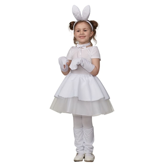 Карнавальный костюм &laquo;Зайка Буся&raquo;, юбка, гетры, перчатки, бантик на шею, ободок, рост 110&ndash;134 см