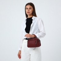 Сумка женская на молнии, цвет бордовый