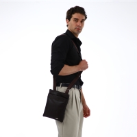 Сумка мужская через плечо TEXTURA, искусственная кожа, цвет коричневый