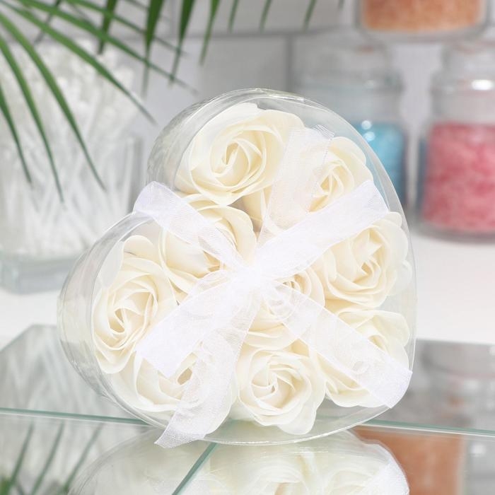 Мыльные розочки, белые, набор 9 шт. Мыльные розочки, белые, набор 9 шт.