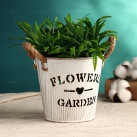 Кашпо "Ведерко цветочный сад" белое, 13х13х12см Кашпо "Ведерко цветочный сад" белое, 13х13х12см