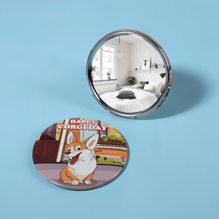 Зеркало карманное &laquo;Корги&raquo;, d = 7 см, разноцветное