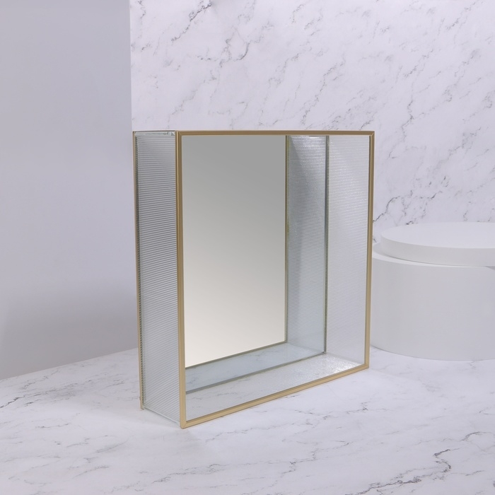 Органайзер для хранения &laquo;RIPPLES&raquo;, стеклянный, с зеркальным дном, 1 секция, 24 &times; 24 &times; 6 см, цвет прозрачный/медный