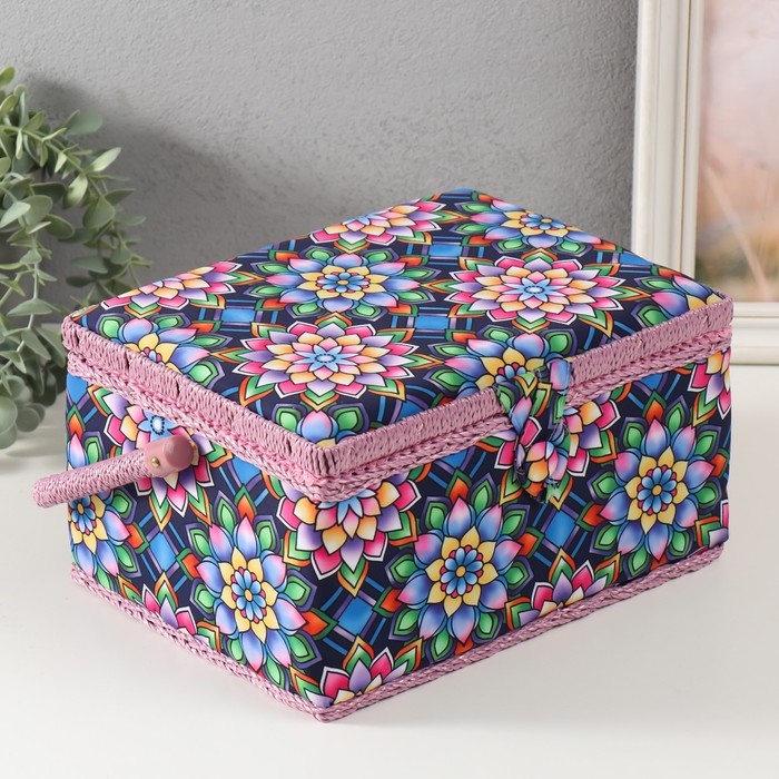 Шкатулка для рукоделия Шкатулка для рукоделия "Цветы калейдоскопа" 19х26х14,5 см