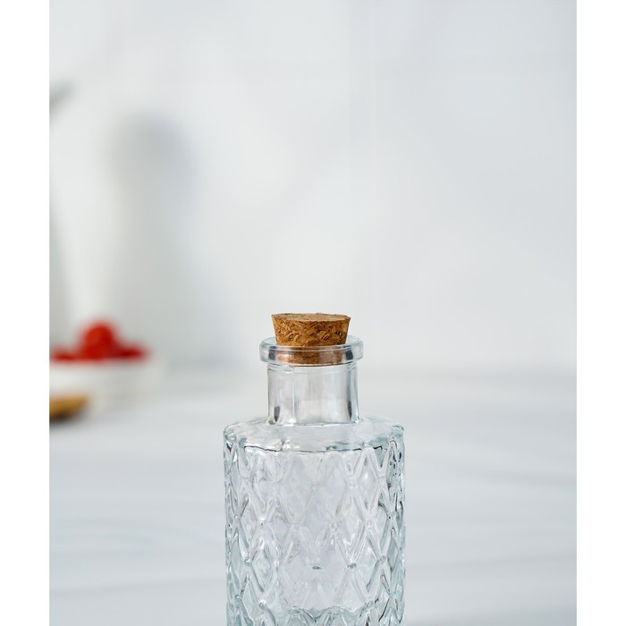 Баночка стеклянная для специй с пробковой крышкой Доляна &laquo;Парфе. Ажур&raquo;, 100 мл, 10&times;5 см