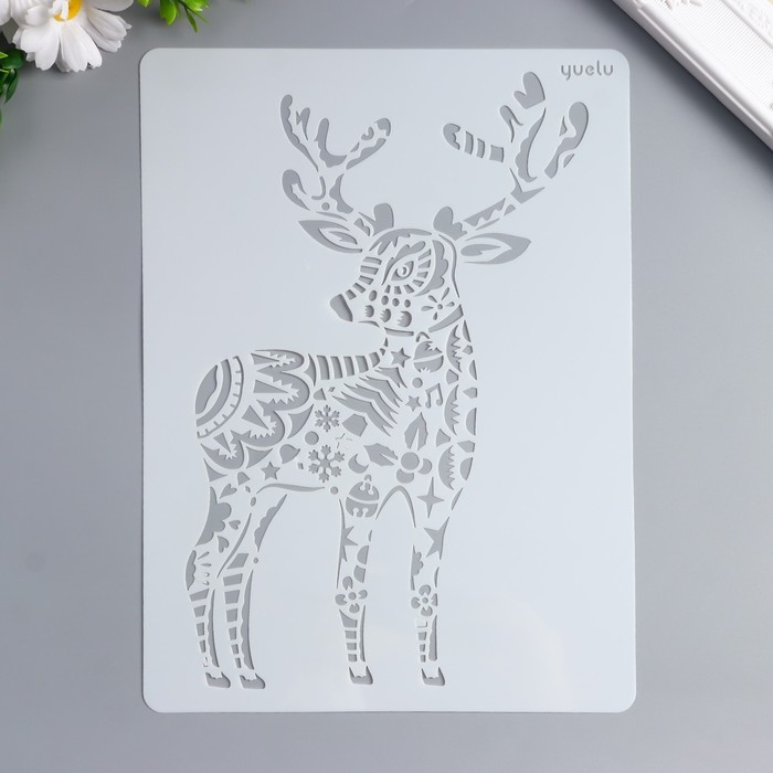 Трафарет пластик Трафарет пластик "Олень в стиле мехенди" 29х20,8 см