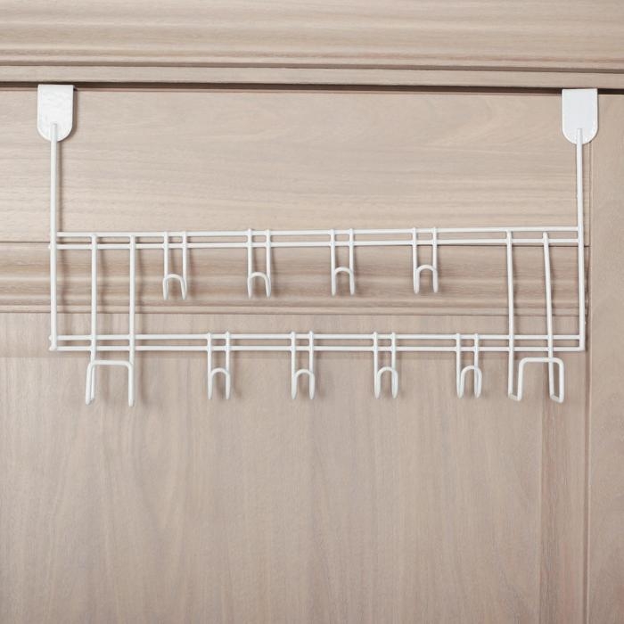 Вешалка на дверь на 8 крючков Доляна &laquo;Моно&raquo;, 40,5&times;10&times;23 см, цвет белый