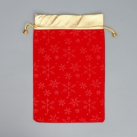 Мешочек подарочный замша &laquo;Поздравляю от души&raquo;, снежинки, тиснение, 20 х 30 см +/- 1.5 см, Новый год