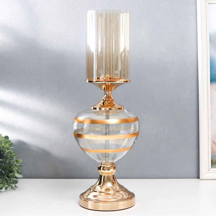 Подсвечник металл, стекло на 1 свечу Подсвечник металл, стекло на 1 свечу "Изящный кубок" золото 42х17х17 см