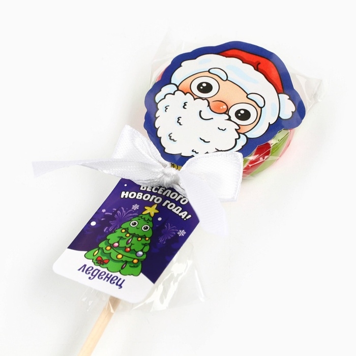 Леденец диск в пакете на палочке &laquo;Весёлого нового года&raquo; вкус яблоко 15 г
