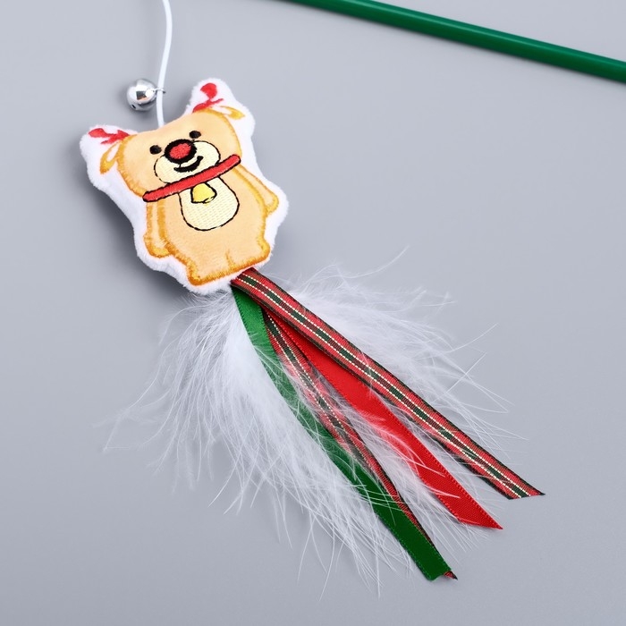 Новый год. Дразнилка-удочка для кошек с бубенчиком Новый год. Дразнилка-удочка для кошек с бубенчиком "Красный нос", 40 см