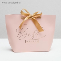Пакет подарочный, упаковка, &laquo;Best wishes&raquo;, 19 х 20 х 9 см