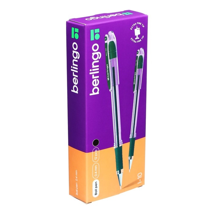 Ручка шариковая Berlingo I-10, черная, 0,4 мм, резиновый упор ЦЕНА ЗА 1 ШТУКУ.