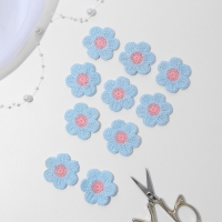 Вязаные элементы «Ромашки», 3,7 × 3,7 см, 10 шт, цвет голубой/розовый Вязаные элементы «Ромашки», 3,7 × 3,7 см, 10 шт, цвет голубой/розовый