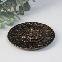 Подставка под благовония полистоун "Будда медитирует" золото 9,8x9,8x1 см