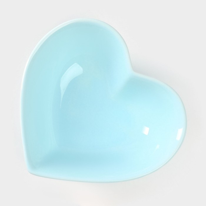 Салатник керамический Доляна «Сердце», 130 мл, 12,5×11,5 см, цвет голубой Салатник керамический Доляна «Сердце», 130 мл, 12,5×11,5 см, цвет голубой