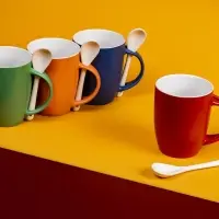 Кружка с ложкой Cheer Up, ver.2, черная Кружка с ложкой Cheer Up, ver.2, черная