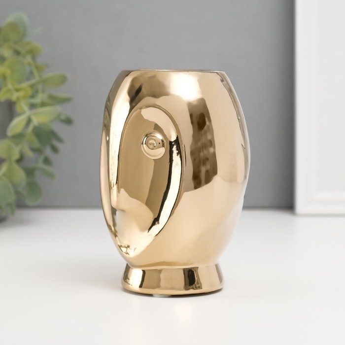 Подсвечник керамика на 1 свечу Подсвечник керамика на 1 свечу "Сова Сипуха" d=3,5 золото 9х8,5х12,5 см