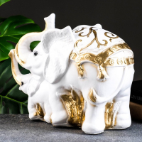 Копилка "Слон со слонёнком" золотой, 16х33х25см МИКС Копилка "Слон со слонёнком" золотой, 16х33х25см МИКС