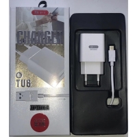 Сетевое зарядное устройство BYZ TU8, USB, 2.1 А, кабель Type-C, 1 м, белое