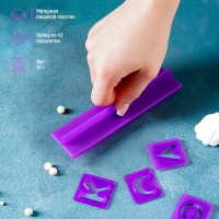 Набор печатей для марципана и теста Доляна &laquo;Алфавит русский, цифры&raquo;, 43 шт (3 см), держатель, цвет фиолетовый