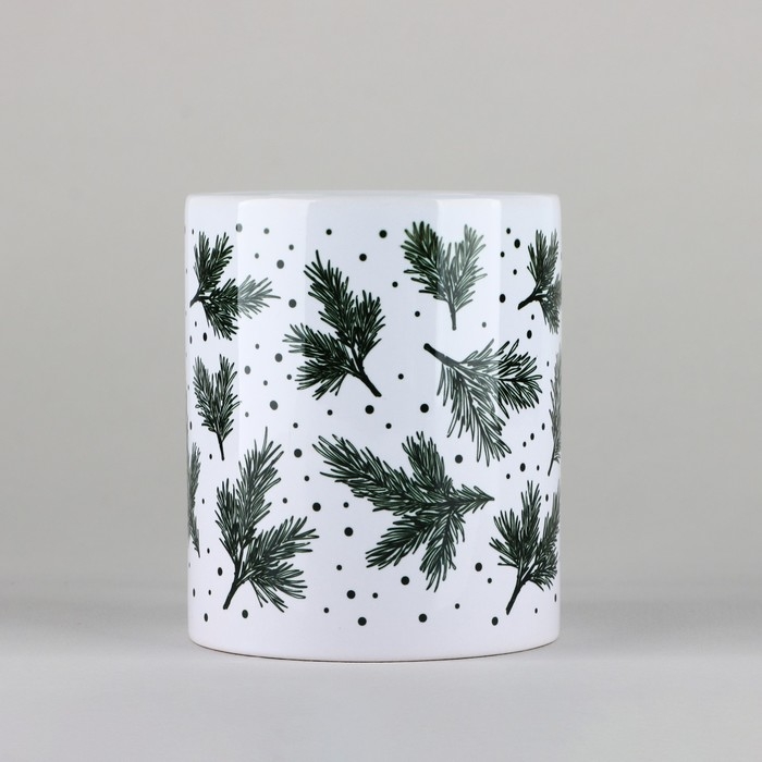 Новый год. Кружка керамическая &laquo;Веточки&raquo;, 320 мл, цвет белый