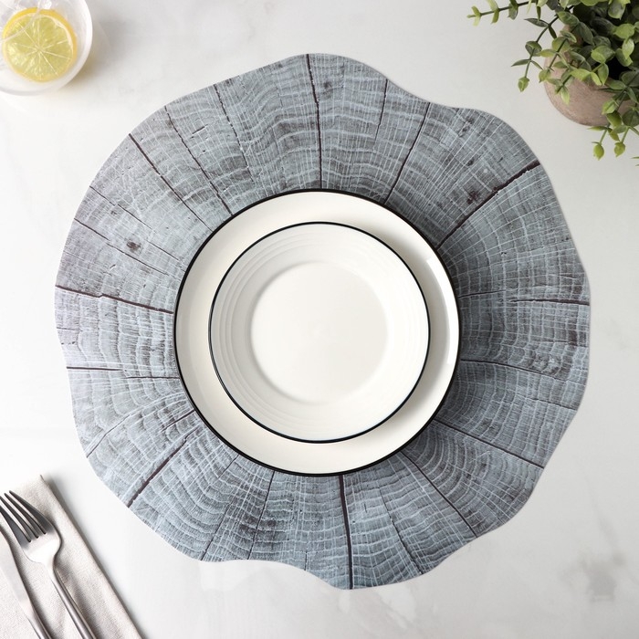 Салфетка сервировочная на стол &laquo;Спил&raquo;, 38&times;39 см, цвет серый