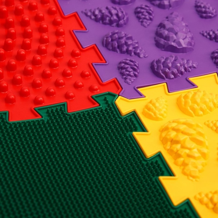 Модульный массажный коврик &laquo;Лес&raquo;, 8 модулей, 4 вида, цвет МИКС