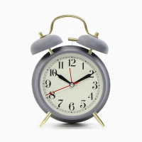 Будильник "Пеннант", с подсветкой, d-9 см, 17 х 11.5 см, серые