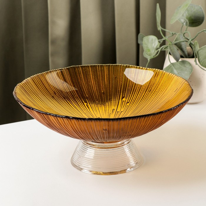 Ваза из стекла для фруктов &laquo;Фейверк&raquo;, 1,4 л, 25&times;10 см, цвет янтарный