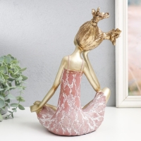 Сувенир полистоун "Малышка с двумя хвостиками" золото с розовым 21х13,5х26 см