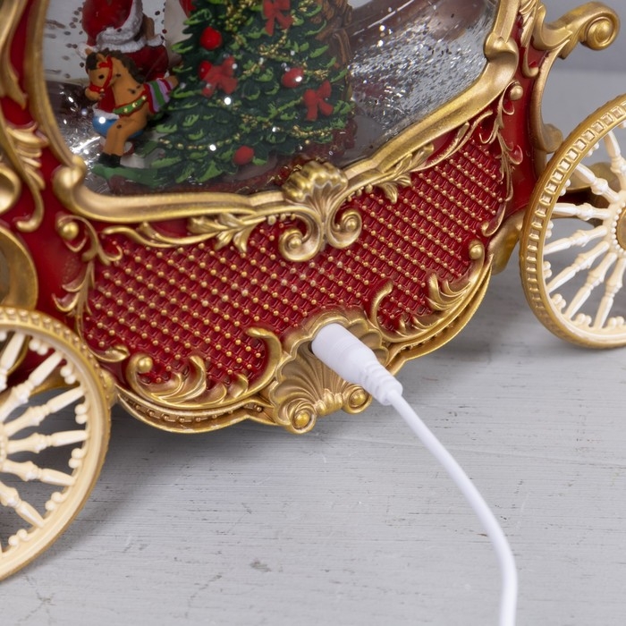 Светодиодная фигура &laquo;Карета с подарками&raquo; 26 &times; 23 &times; 11 см, пластик, батарейки ААх3 (не в комплекте), USB, свечение тёплое белое