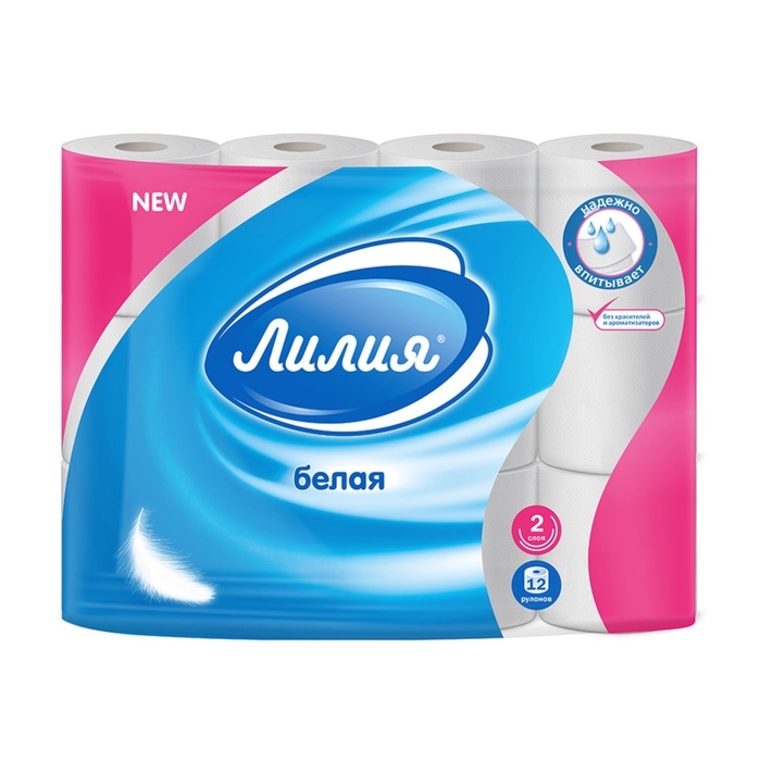 Туалетная бумага Туалетная бумага "Лилия", 2 слоя, 12 рулонов
