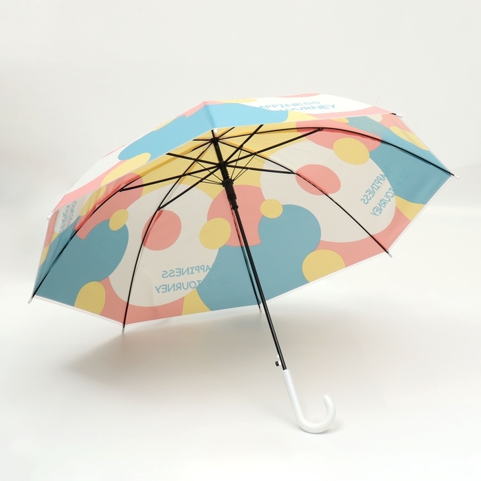 Зонт - трость полуавтоматический &laquo;Радужный круг&raquo;, 8 спиц, R = 46/54 см, D = 108 см, рисунок МИКС