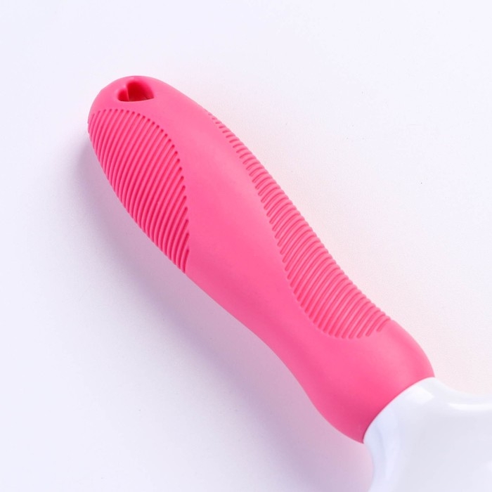 Щётка шерсти с удлиненными силиконовыми зубцами и массажным эффектом, 8 х 17, розовая