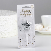 Свеча в торт на шпажке "Воздушная звездочка", цифра 9, 3,5 см, серебро Свеча в торт на шпажке "Воздушная звездочка", цифра 9, 3,5 см, серебро