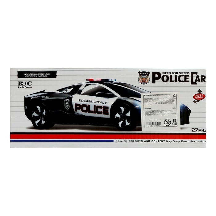 Машина радиоуправляемая &laquo;Полиция&raquo;, работает от батареек, цвет бело-синий