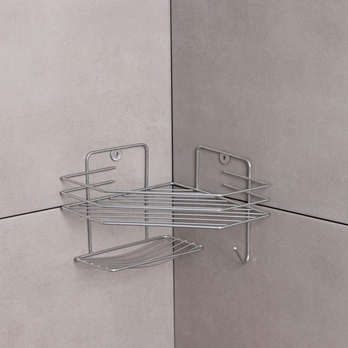 Полка настенная, с мыльницей, 20&times;20&times;15,5 см, цвет хром