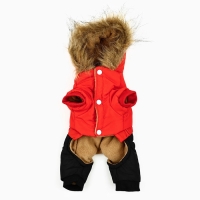 Одежда для собак. Комбинезон зимний &laquo;Тёплая зима&raquo;, красно-чёрный, размер XL