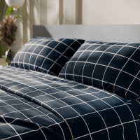 Постельное бельё Этель 2 сп "Клетка" цвет синий 175х215, 200х220, 50х70-2 шт, бязь, 125 г/м2