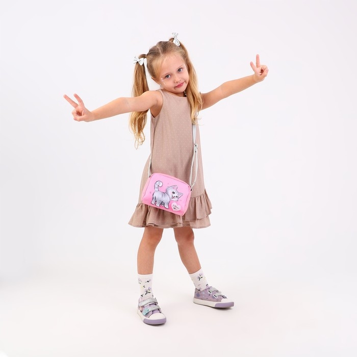 Сумка детская для девочки &laquo;Котенок&raquo; из эко-кожи, на ремешке, 15х12х3 см