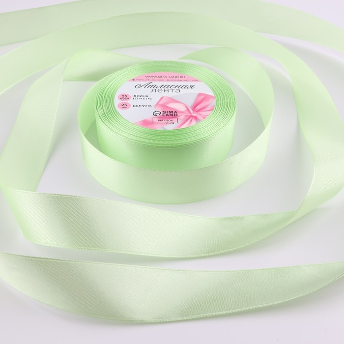 Лента атласная, 25 мм × 23 ± 1 м, цвет светло-зелёный №80 Лента атласная, 25 мм × 23 ± 1 м, цвет светло-зелёный №80