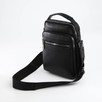 Сумка мужская через плечо TEXTURA, 3 наружных кармана, цвет чёрный