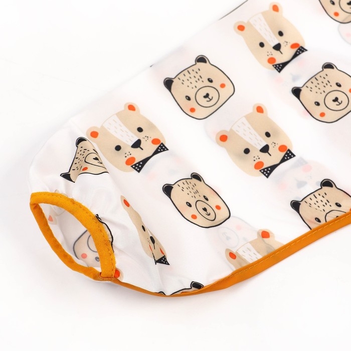 Нагрудник с рукавами и карманом &laquo;Мишка&raquo;, рубашка, 0-2  года (рукав 34см, грудь 43*36см)