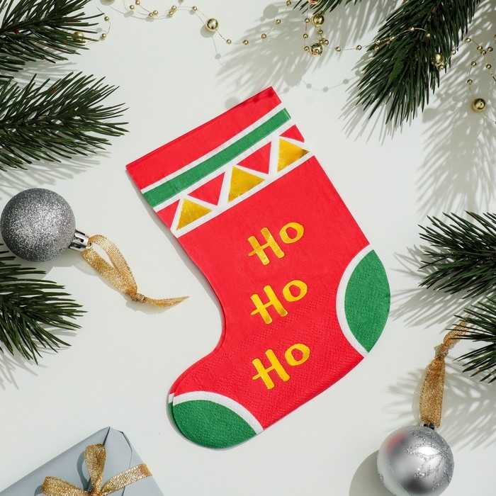 Новогодние салфетки бумажные «Сапожок», 2 слоя, 20 шт. Новогодние салфетки бумажные «Сапожок», 2 слоя, 20 шт.